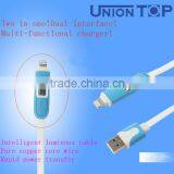 Fashionable Style 2 in 1 Charger Cable With Micro 5pin for Android and Iphone Usb Cahrger Cable to dc 3.5 mm Jack thumbnail-6