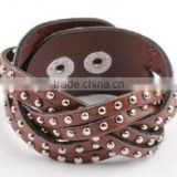 Fashion PU Leather Beaded Wrap Bracelet with Rivets