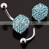 316L Stainless Steel Dice Crystal Epoxy Navel Belly Ring Navel Jewelry Ring