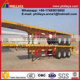 Drop deck 3 axle flat base container semi trailer, 40ft flatbed trailer