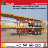 Drop Deck 3 Axle Flat Base Container Semi Trailer, 40ft Flatbed Trailer thumbnail-1