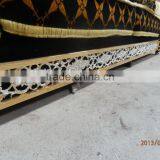 Italy Gorgeous 18/24K Gold Plated Living Room Furniture/ European Classic Royal Brass Carving Fabric Upholstery Gilded Sofa Set thumbnail-6