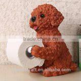 Artificial Cute Poodle Resin Animal Standing Toilet Paper Holder thumbnail-2