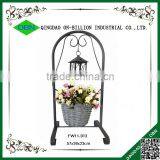 Handmade wicker flower pot with iron stand