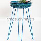 Garden Metal Wire Planter, Hairpin Planter, Blue thumbnail-1