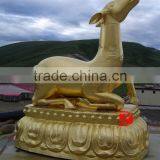 Bronze Goat Sculpture in Gold Color Outdoor Animal Statues thumbnail-1