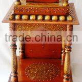 Hand Painted Copper Finish Mini Wooden Temple With Drawer thumbnail-3