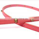 Fashion Rivets Decorated Pin Buckle Sex Girl Thin Pink PU Waist Belt thumbnail-4