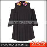 MGOO Dresses Good-Looking 2015 Little Black Women Dress Summer Style Off Shoulder Lovly A Line Dress With Colorful Shinning Neck thumbnail-3