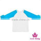 Baby Fall Cotton Shirt Long Sleeve Girls Clothes Ruffle Raglan Girls Blank Ruffle Sleeve T Shirt Wholesale Icing Ruffle Shirt thumbnail-2
