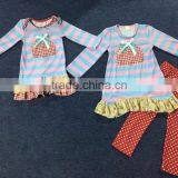 Long Sleeve Organic Cotton Baby Striped Halloween Pumpkin Baby Romper With Ruffles thumbnail-2