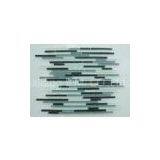 Linear Wavy Crystal Glass Mosaic Tile, Strip Blue Glass And Stone Mosaic Tiles