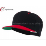 Black Red Two Tone Flat Brim Baseball Hats With Adjustable Plastic Snap