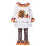 2016 Yawoo Baby Girls Stripe Orange Tutu With Turkey Embroidery Dress 2 Pcs Kids Thanksgiving Clothing thumbnail-6