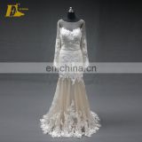 New fashion Long sleeve See through back Lace appliqued Sexy Mermaid Wedding Dress 2018