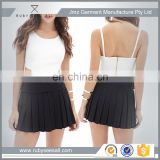 High quality cheap black pleated plain skirt for fashion women