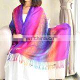 New Minority Style Nepal Cotton and Linen Colorful Hijab Manufacturer Direct Rainbow Pashmina Scarf thumbnail-2