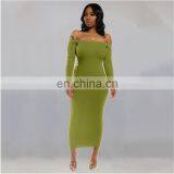 Autumn Winter Knitted Women Solid Slim Plus Size Long Pullovers Knitting Sweater Dress thumbnail-5