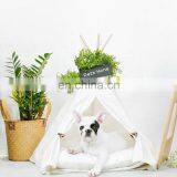 Pet Teepee Dog Canvas Cat Bed Portable Dog Teepee Tents Washable Pet Houses thumbnail-4