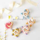 Звездные силиконовые бусины для грызания, детские игрушки для прорезывания зубов, деревянное кольцо для грызания