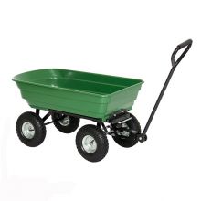 Green Dump Cart Wagon Trailer with four wheels