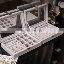 Velvet Glass Ring Earring Jewelry Display Organizer Box Tray Holder Storage Case thumbnail-4