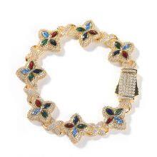 Colorful Flower Zircon Bracelet Multi-Color Crystal Bracelet Floral Inifinity Chain Statement Jewelry For Women Party Gifts thumbnail-5