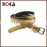 Factory sale gold slim pu belt for women golden oil print leather belt for garment decoration