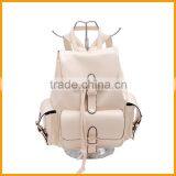 New Stylish Solid Color Women School PU Leather Backpack thumbnail-1