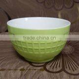 Embossed Outside Pink Inside White Ceramic Salad Bowl for Wholesale thumbnail-3