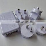 4 USB Ports 5v 2.1A Wall Charger With SAA EU UK UL Plug