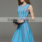 Lady's Knitted Round-neck Sleeveless Jacquard Dress thumbnail-2