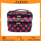 Double Two Layers Makeup Case With Mirror Cosmetic Holder With Zipper