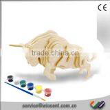Educational DIY Buffalo Painting And Assembly DIY 3D Wooden Puzzle Toys thumbnail-1
