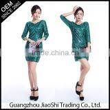 New Promotion Ladies Fashion Blue Long Sleeve Party Women Dress Sequin Lady Dress thumbnail-1