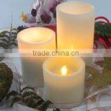 Battery Powered Realistic Yellow Flicker Flame Giant Wax Pillar Candle 4x6 for Church thumbnail-4