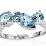 Genuine BLUE TOPAZ Ring & .925 Sterling Silver Ring Gemstone Silver Jewelry Wholesaller thumbnail-1