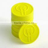 Embossed Plastic Token Coins in Stock - Neon Yellow - Cutlery thumbnail-1