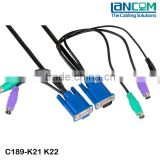 LC KVM Cable M/F HDB15HDB15+ST, VGA cable for PS2 Mouse Keyboard, ultra SVGA Cable