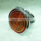 Red stainless steel cosmetic mirror/red round metal compact mirror/red stainless steel makeup mirror