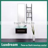 White Bowl Shape Ceramic Basin Mini Bathroom Vanity With Side Cabinet