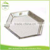 Monogrammed Ring Dish Hexagon Silver Gold White Gift Jewelry Display Organiser Stained Geometric Brass Glass Metal Food Tray thumbnail-3