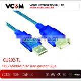 AM to AF Transparent Blue USB 2.0 Cable