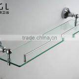 New Design Zinc Alloy Chrome Plated Wall Mounted Bathroom Accessories Glass Shelf With Safe Bar