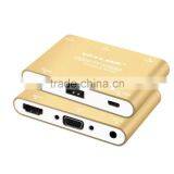 1080P HDMI And VGA+Audio Dual Display Converter Digital AV Multiport Adapter Golden thumbnail-1