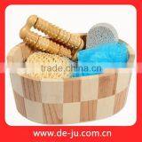 Small Cheap Massager Six Sisal Handle Wood Bath Set thumbnail-6
