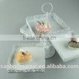New Design Round & Square 3 PCS Plates One Layer Metal Wedding Cake Stand Wholesale thumbnail-6