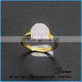 2017 Fashion Jewelry Gemstone Adjustable Natural 18K Gold Plated Amethyst Druzy Ring thumbnail-2