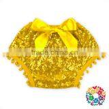 Royal Blue Cotton Sequins POM Pom Bow Diaper Covers for Baby Baby Diaper Cover Bloomers thumbnail-2