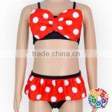 Girls 3Pcs Swimsuit Cute Bow-Knot Top And Polka Dots Hat Bikini Swimwear thumbnail-2
